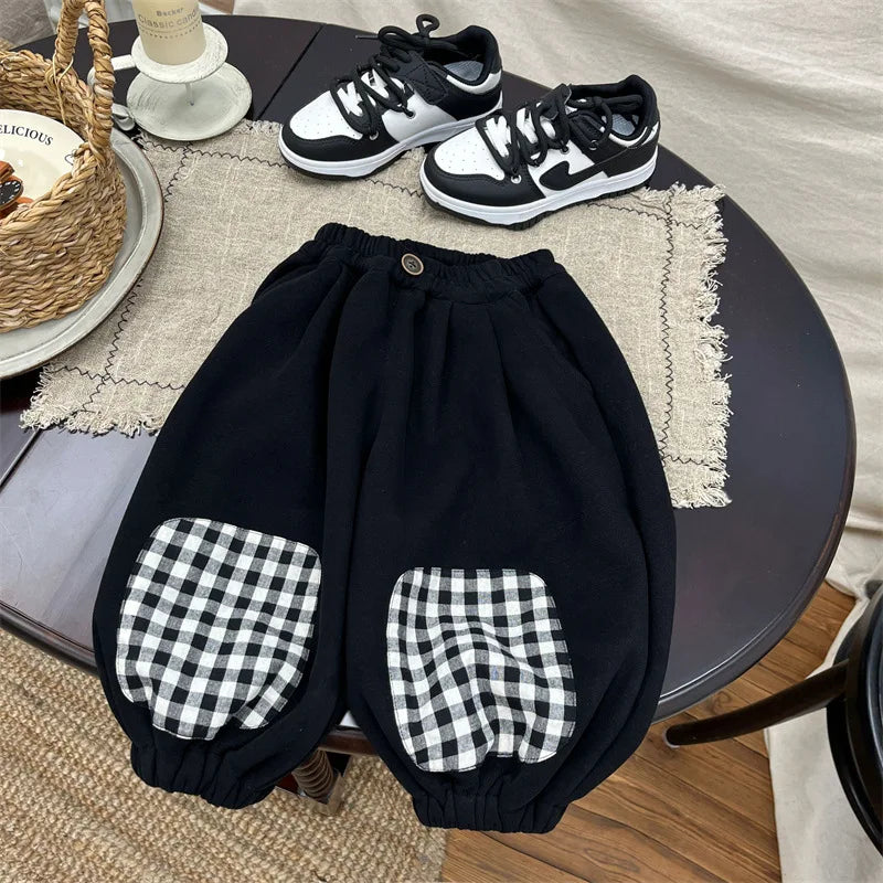 Boys' Casual Harem Pants in Plaid for Autumn Wear