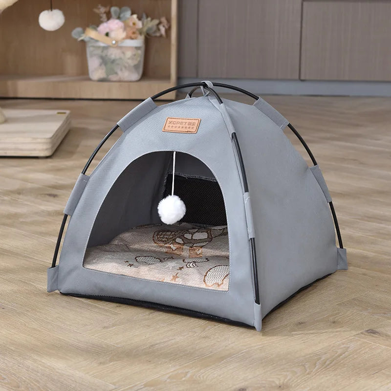 Outdoor-Style Semi-Enclosed Pet Tent for Small Pets