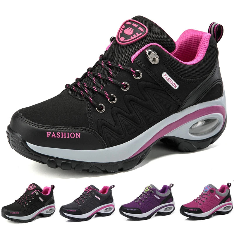 Luxury Women's Platform Sneakers in Microfiber with Lace-Up Closure
