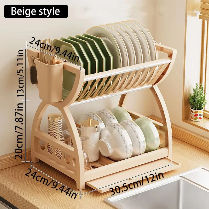 Double-Layer Kitchen Utensil Storage Rack for Space Saving
