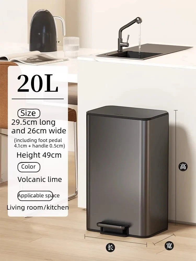 Large Capacity Stainless Steel Kitchen Bin in Italian Style