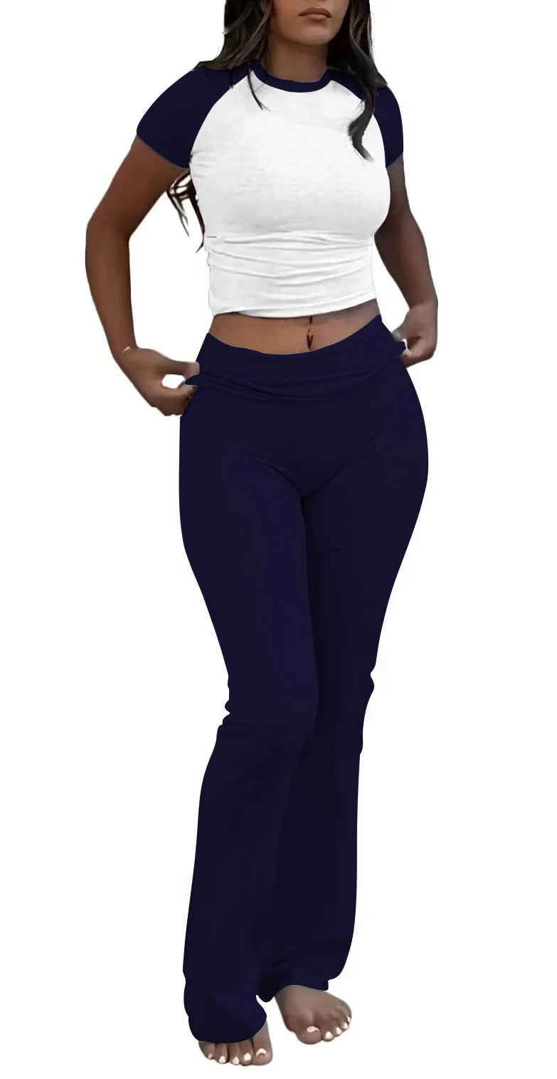 High Waist Flare Pants Tracksuit Set for Women by charnisha