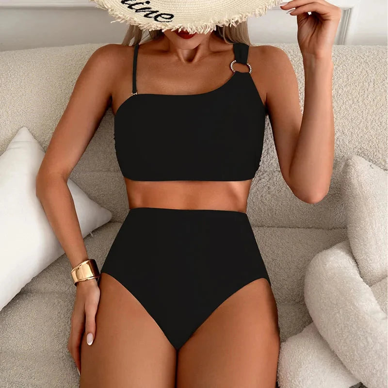 High Waisted Bikini Set for Women with Thin Straps