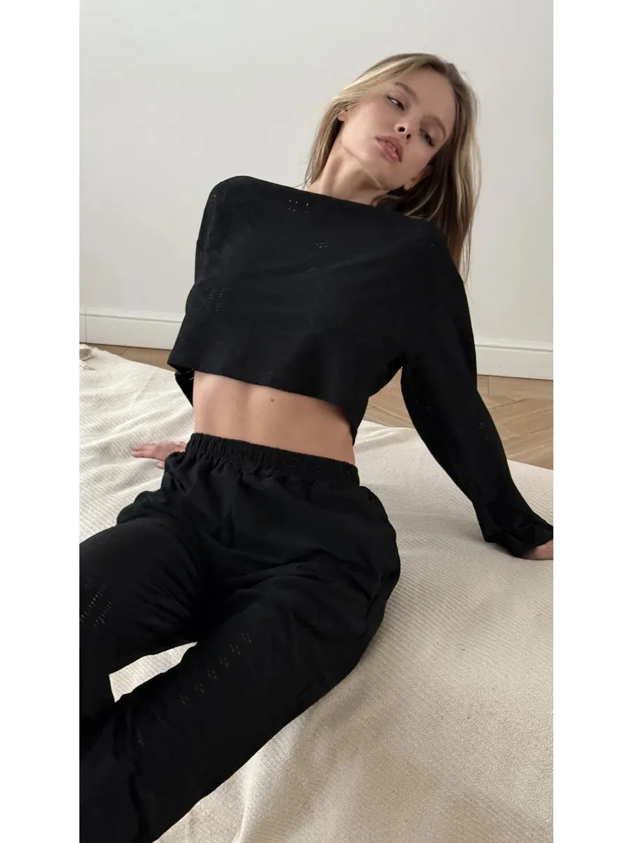 Women's Sexy Pajama Set in Polyester and Elastane