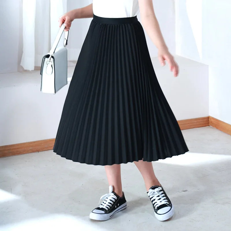 Girls White A-Line Pleated Skirt for Summer School Wear