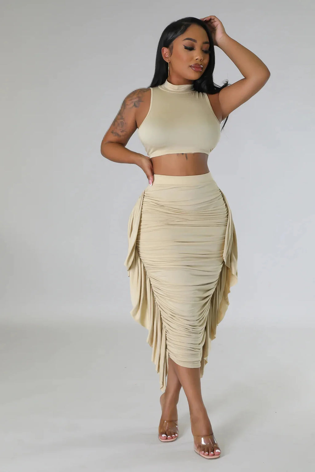 Stylish Summer Two Piece Set for Women in Elastane and Polyester