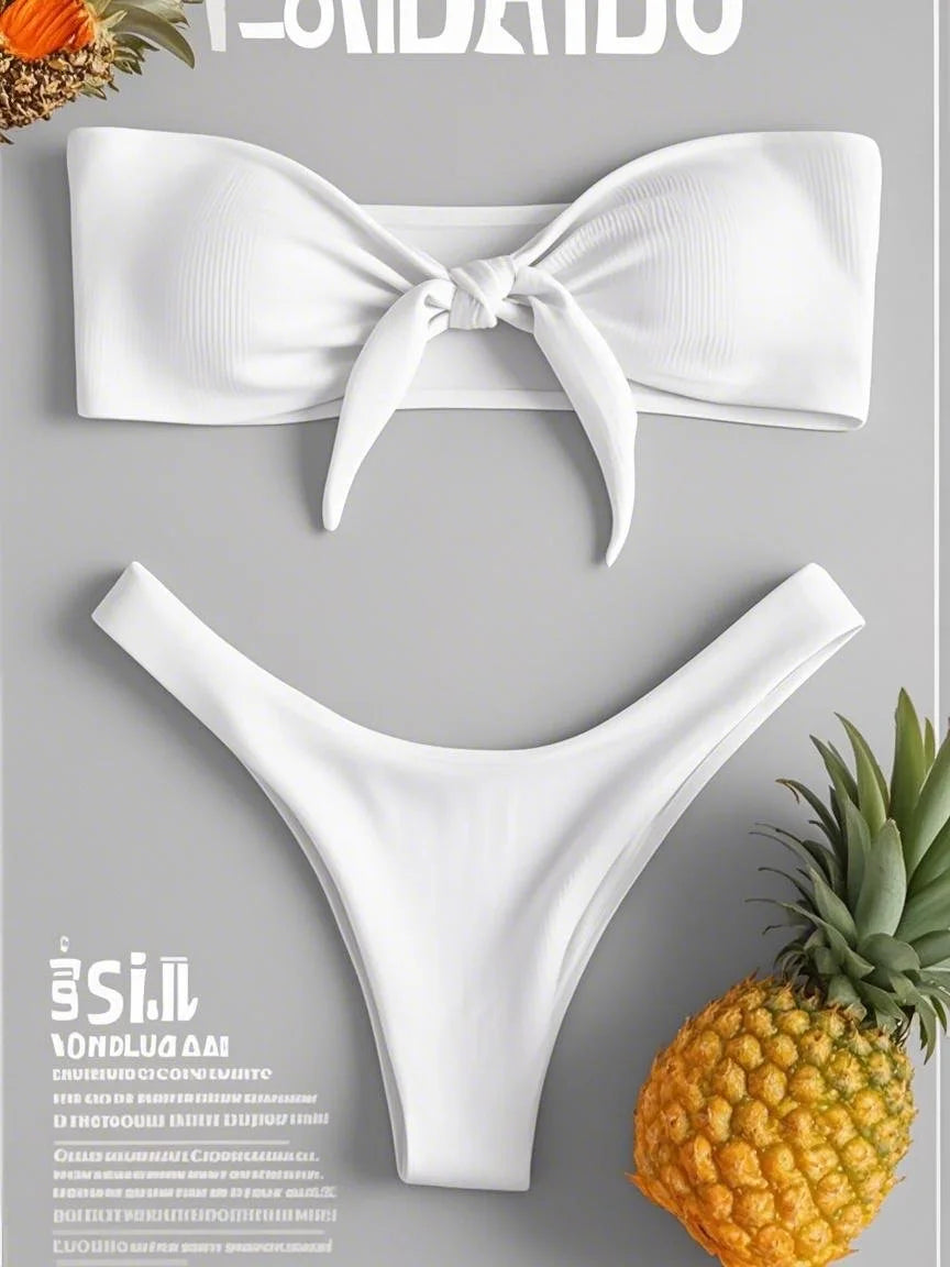 TDFunlive Women's High Waist Bow Bikini Swimsuit Set