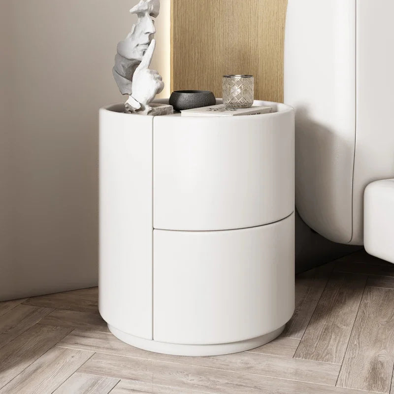 Modern Minimalist Solid Wood Nightstand with Two Drawers
