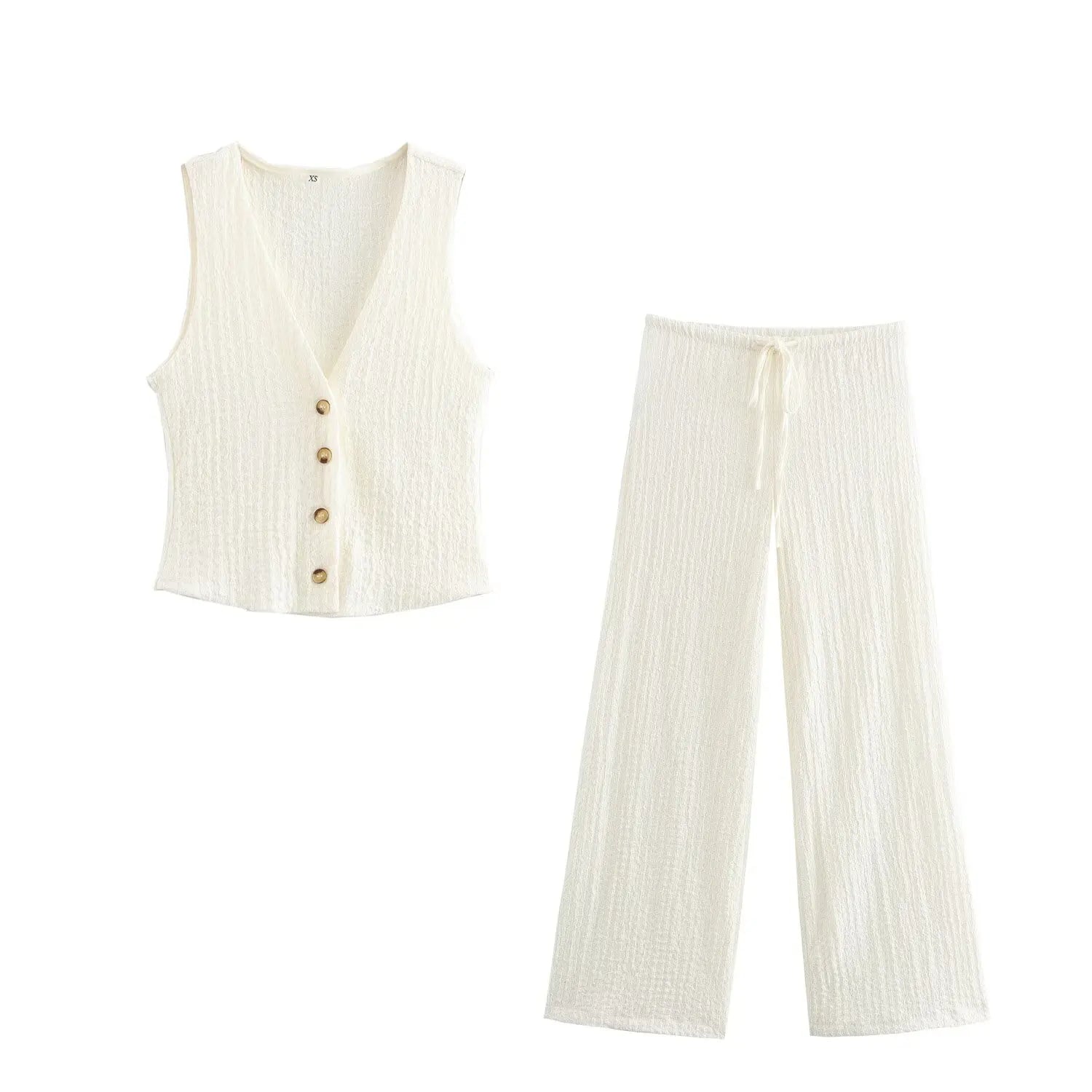 Chic DUOPERI Women Textured 2 Piece Office Set with Vest and Trousers