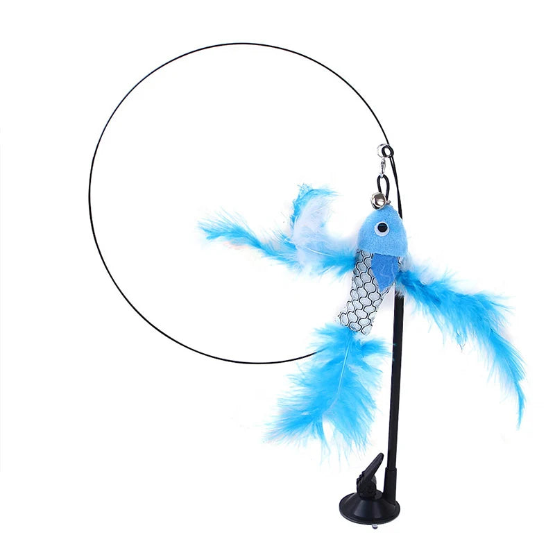 Interactive Cat Teaser Stick with Suction Cup and Removable Design