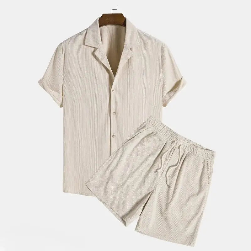 Men's Summer Sport Outfit Set with T-Shirt and Drawstring Pants