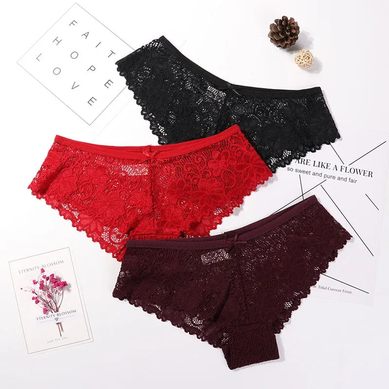 Lace Hollow Briefs Set for Women in Multiple Colors