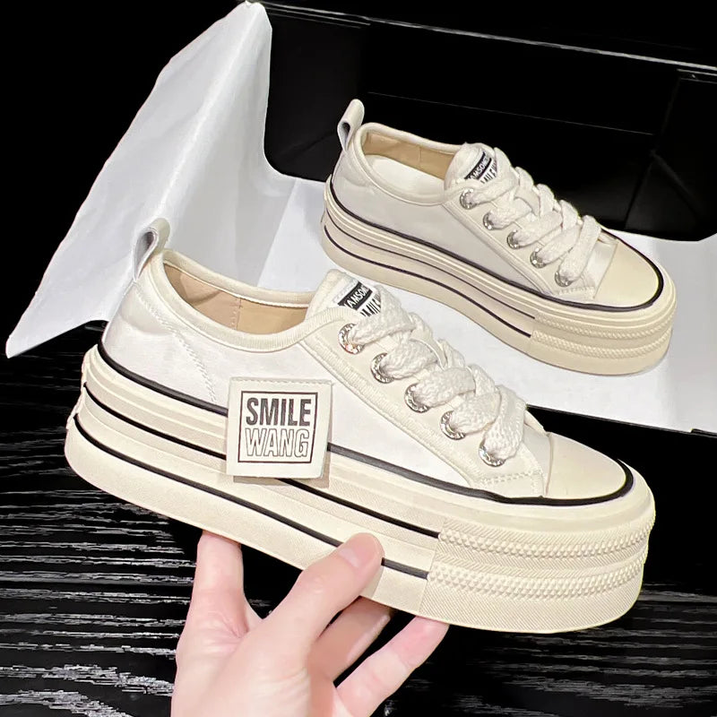 Women's Canvas Platform Sneakers for Summer Casual Wear