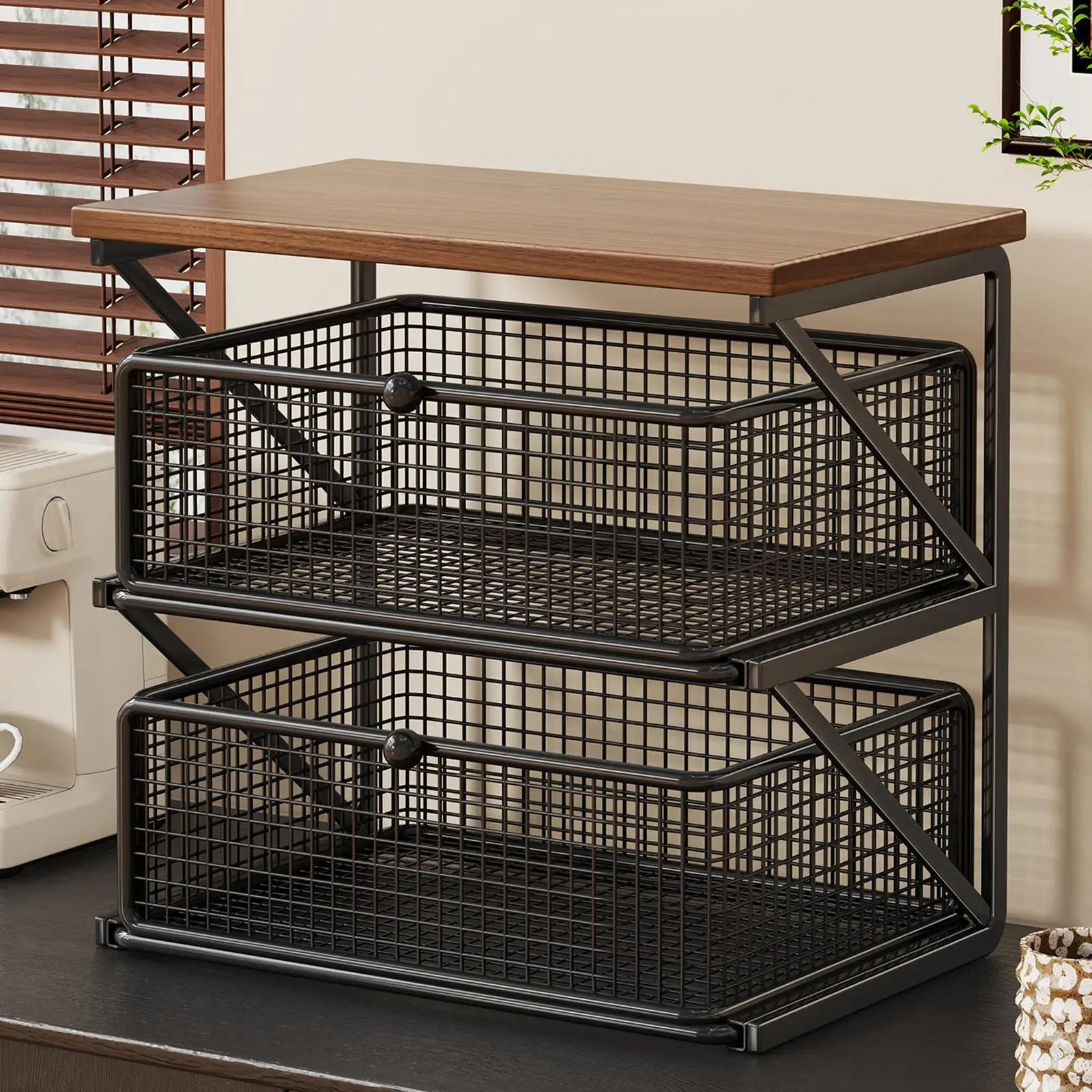 Ironwood Kitchen Counter Shelf Organizer with Drawer Storage