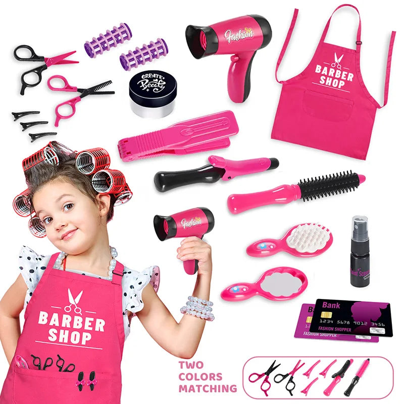 Girls' Play Hairdresser Kit with Accessories and Apron Set