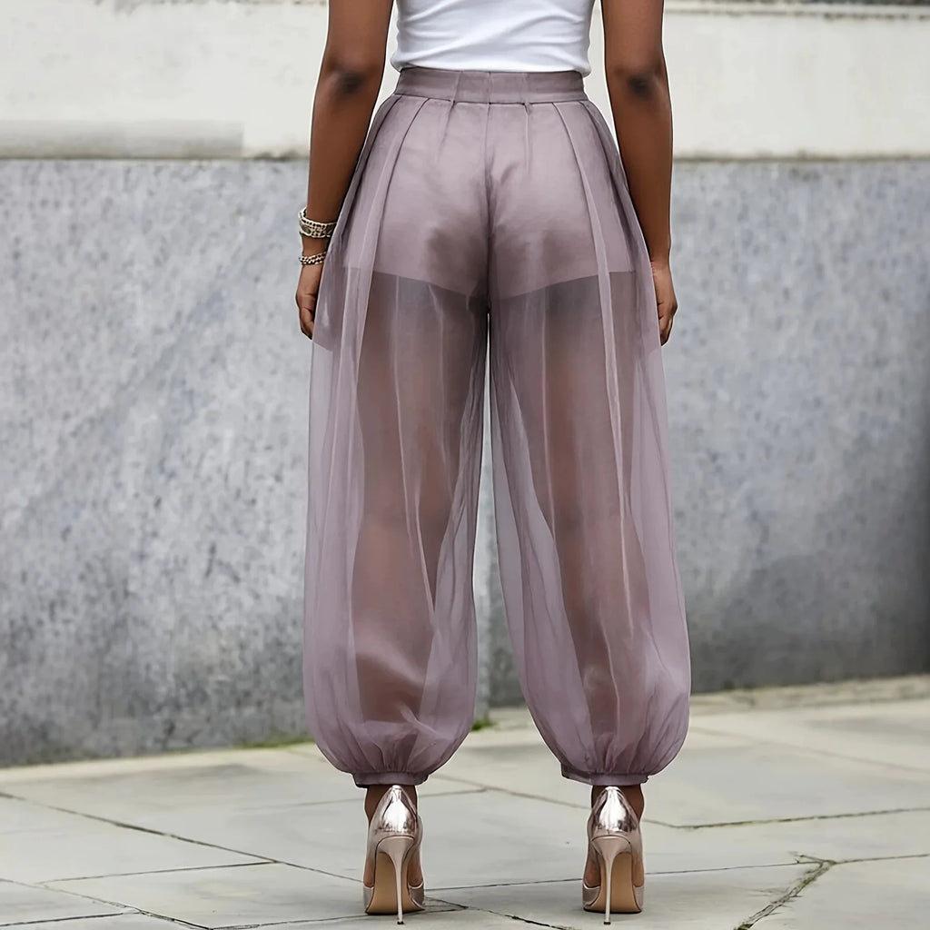 Chiffon High Waist Ankle-Length Pants for Women