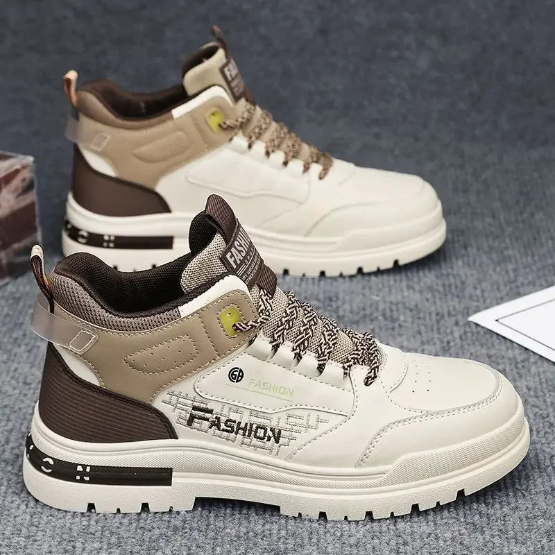 YEAE Men High Top Lace-Up Sneakers for Outdoor Walking