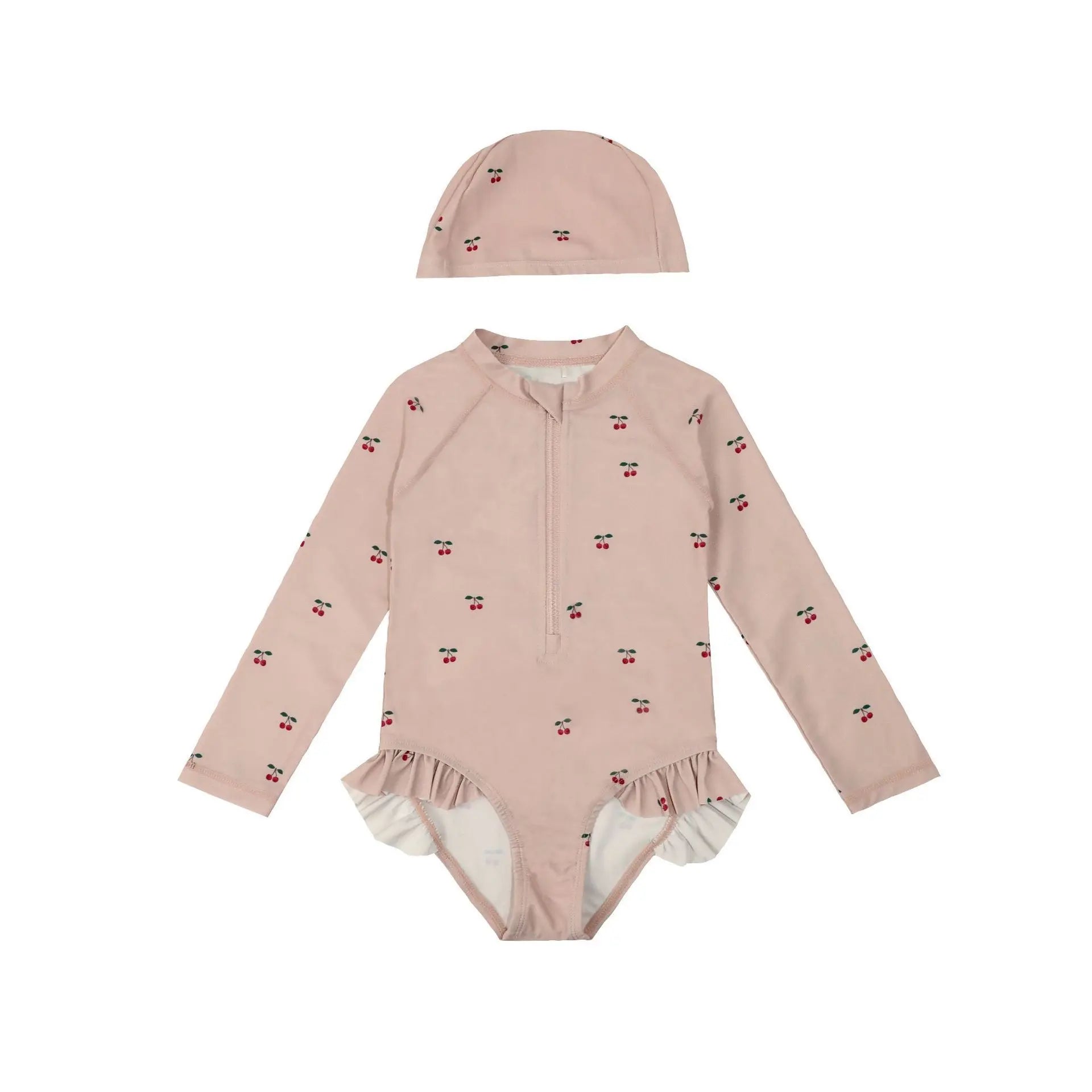 Cute Flower One-piece Long-sleeved Girls Swimsuit for Summer