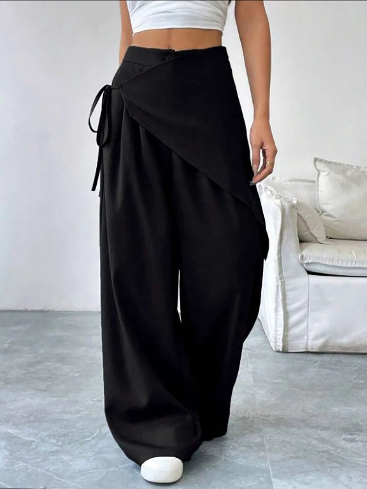 High Waist Loose Wide Leg Trousers for Women in Polyester
