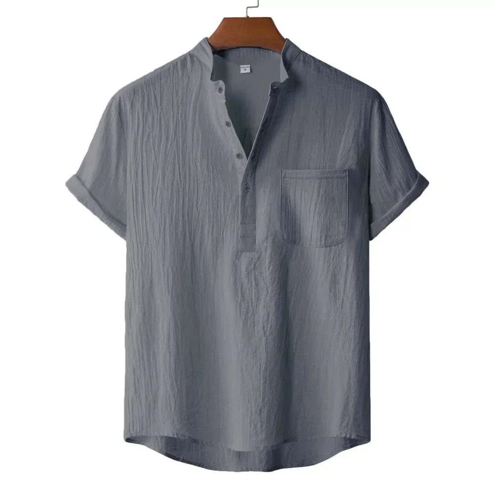 Men's Lightweight Cotton Linen T-Shirt for Summer Casual Wear