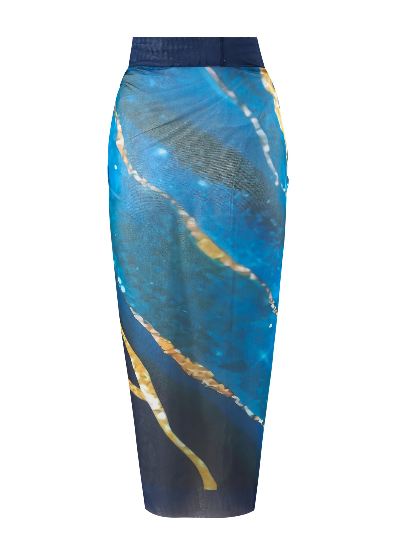 Blue Marble Print One-Piece Swimsuit for Women