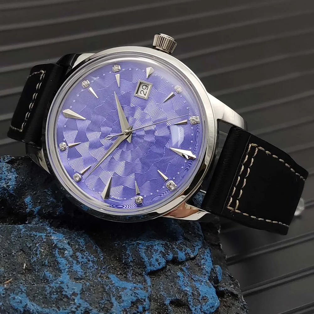 Men's Vintage Automatic Mechanical Watch, Black Leather Strap, 40mm Water Resistant Case, Eight Colours Men's Watch Japan NH35