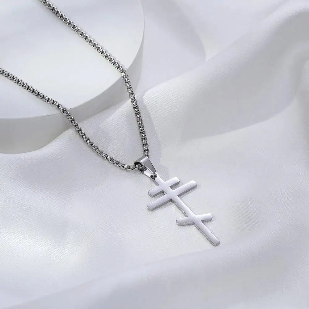 Stainless Steel Jerusalem Cross Pendant Necklace for Men