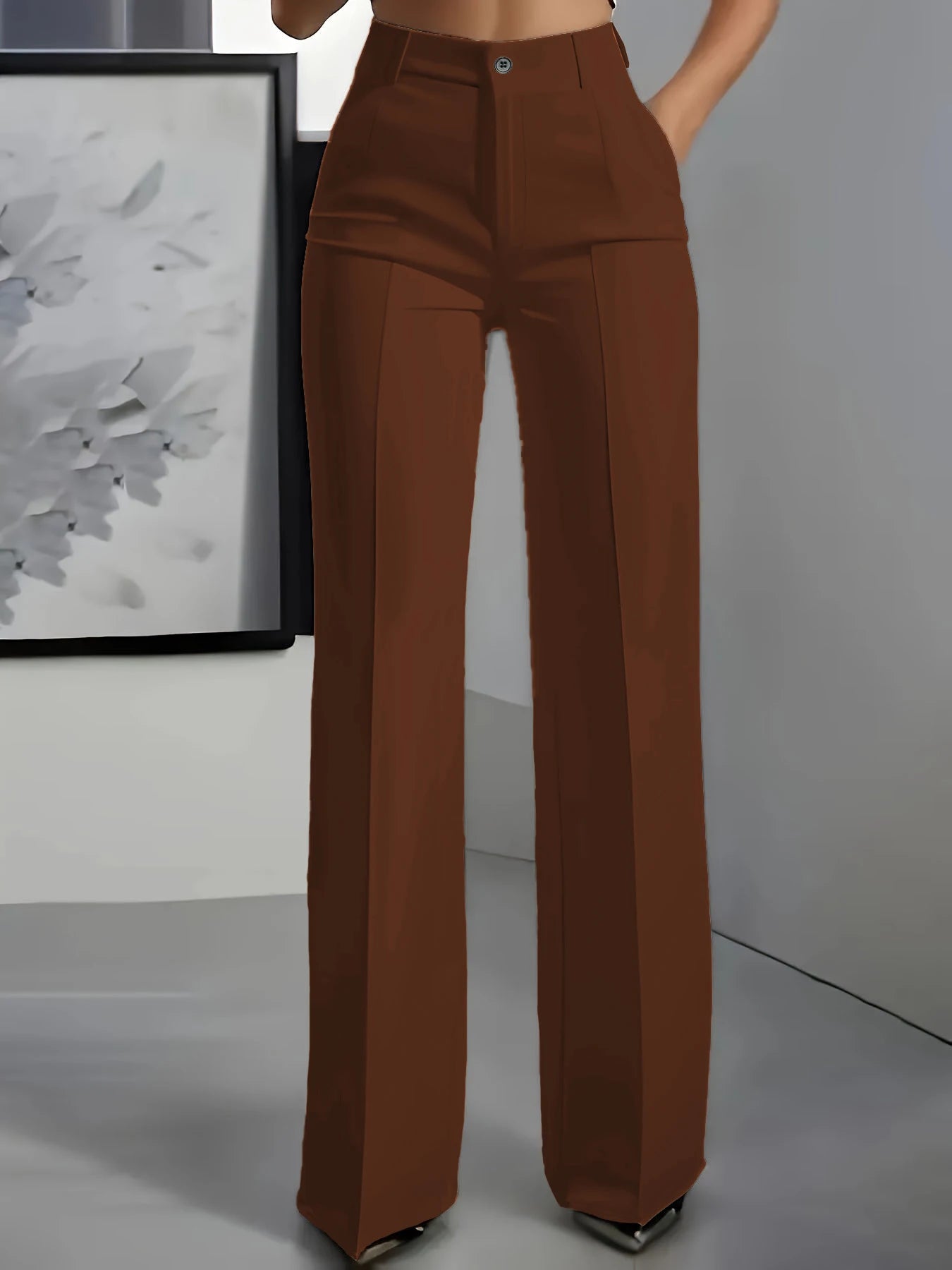 2026 Women's High-Waisted Draped Suit Pants in Solid Twill