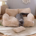 LEZIZI Cat Sofa Plush Crystal Velvet with Cuddle Pillow