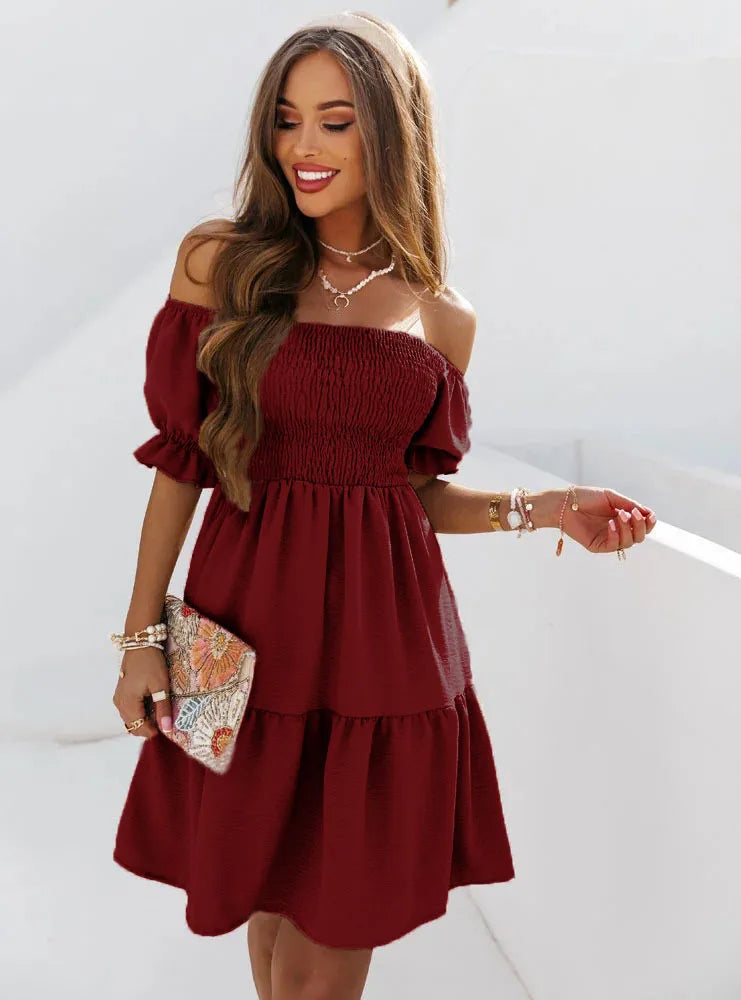 Summer Off Shoulder Puff Sleeve Dress for Women