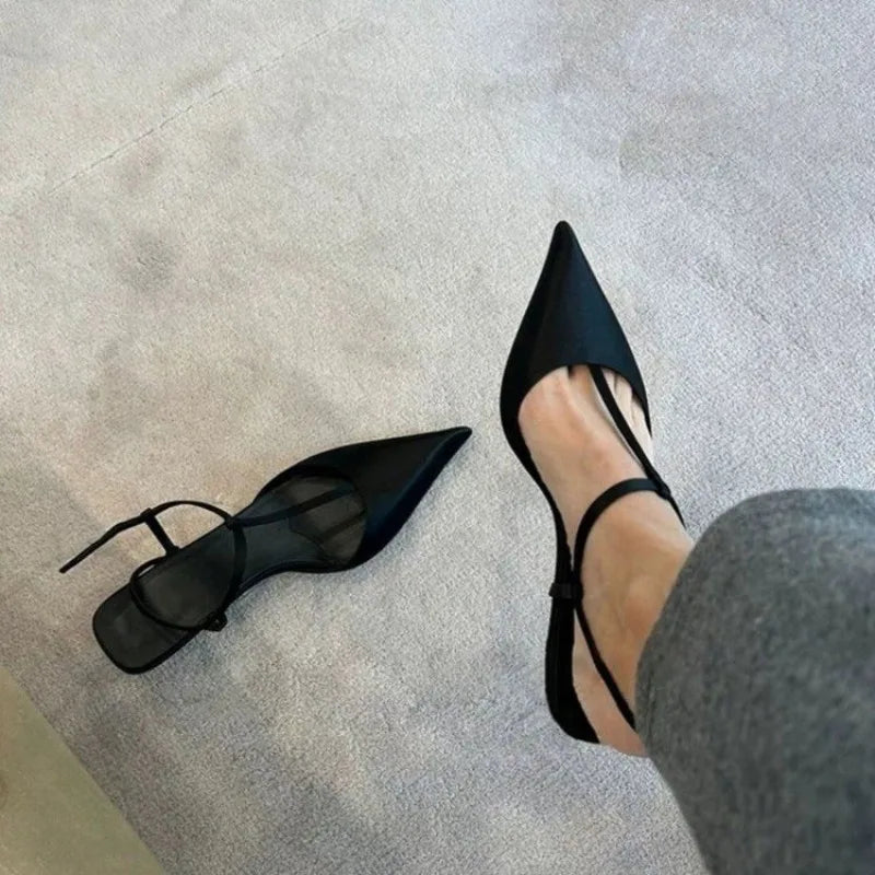 UETEEY Women's Pointed Toe Low Heel Sandals for Dress