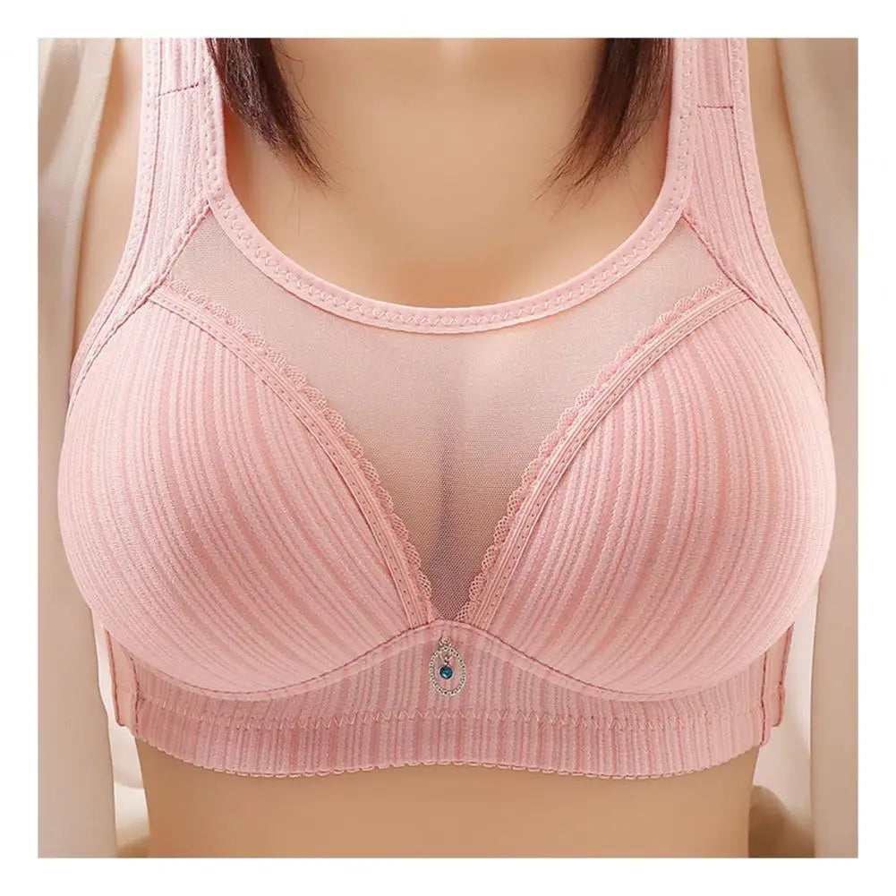 Comfortable Women Wireless Push-up Sports Bra with Wide Straps