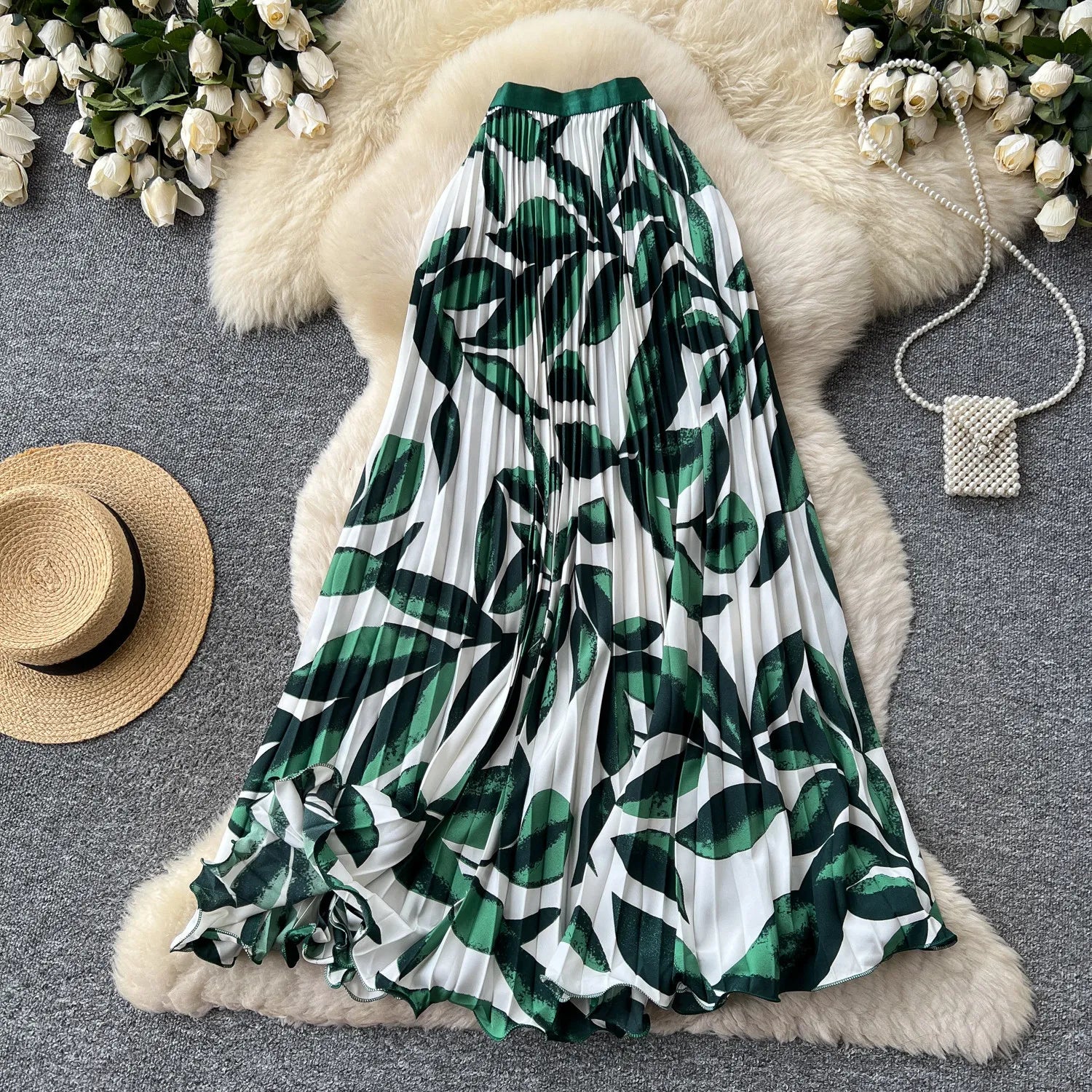 Elegant A-Line Mid Length Skirt for Women in Polyester