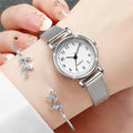 Elegant Ladies Quartz Wristwatch with Stainless Steel Band