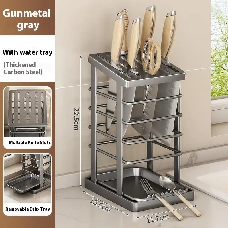 Multi-function Metal Dish Rack and Knife Holder for Kitchen