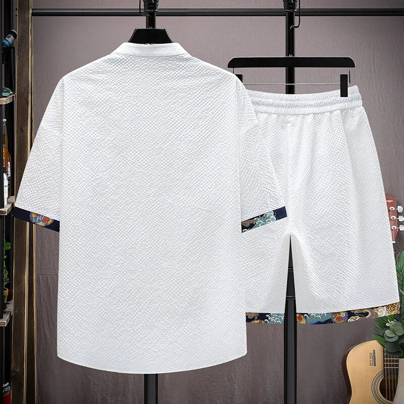 Men's Casual Summer Sportswear Set in Cotton and Polyester