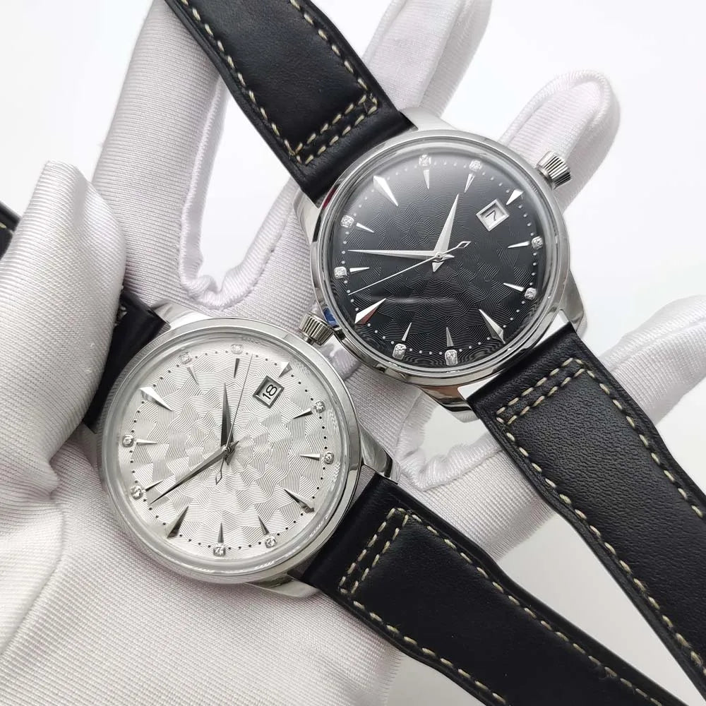 Men's Vintage Automatic Mechanical Watch, Black Leather Strap, 40mm Water Resistant Case, Eight Colours Men's Watch Japan NH35