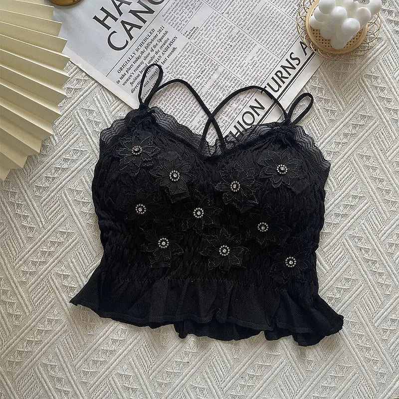 Floral Lace Spaghetti Strap Camisole for Women in Polyester