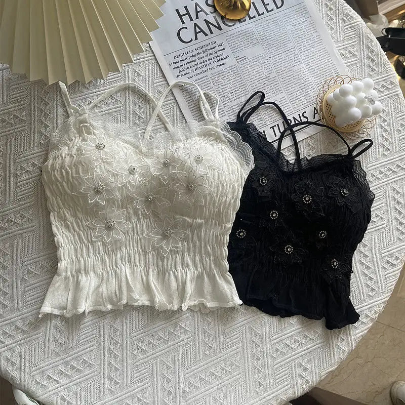 Floral Lace Spaghetti Strap Camisole for Women in Polyester