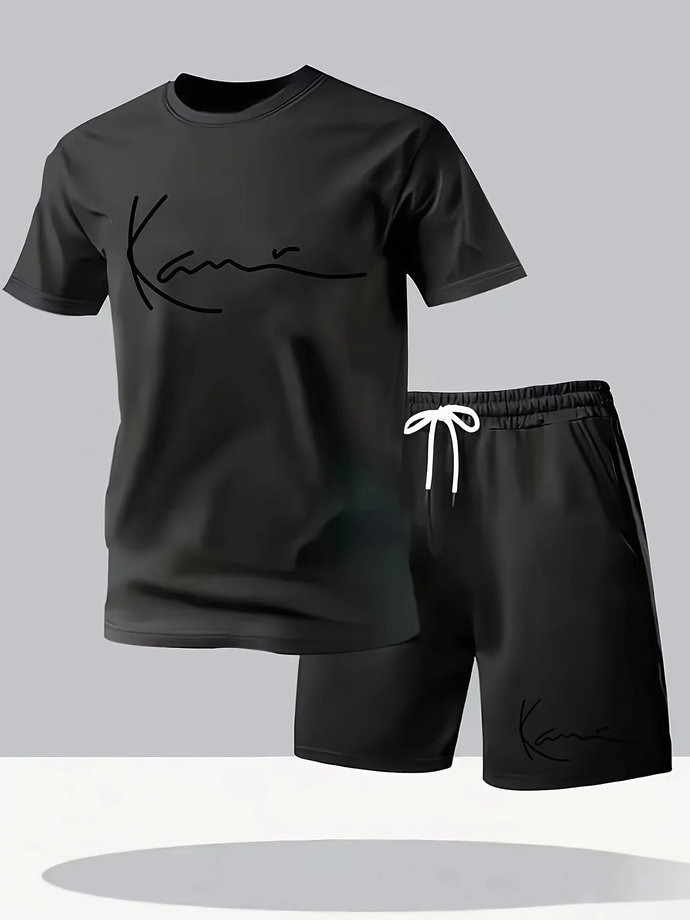 Men's Summer T-Shirt and Shorts Set Casual Relaxed Fit Sporty Crew Neck Short-Sleeve T-Shirt Paris Letter Print Two-Piece Set