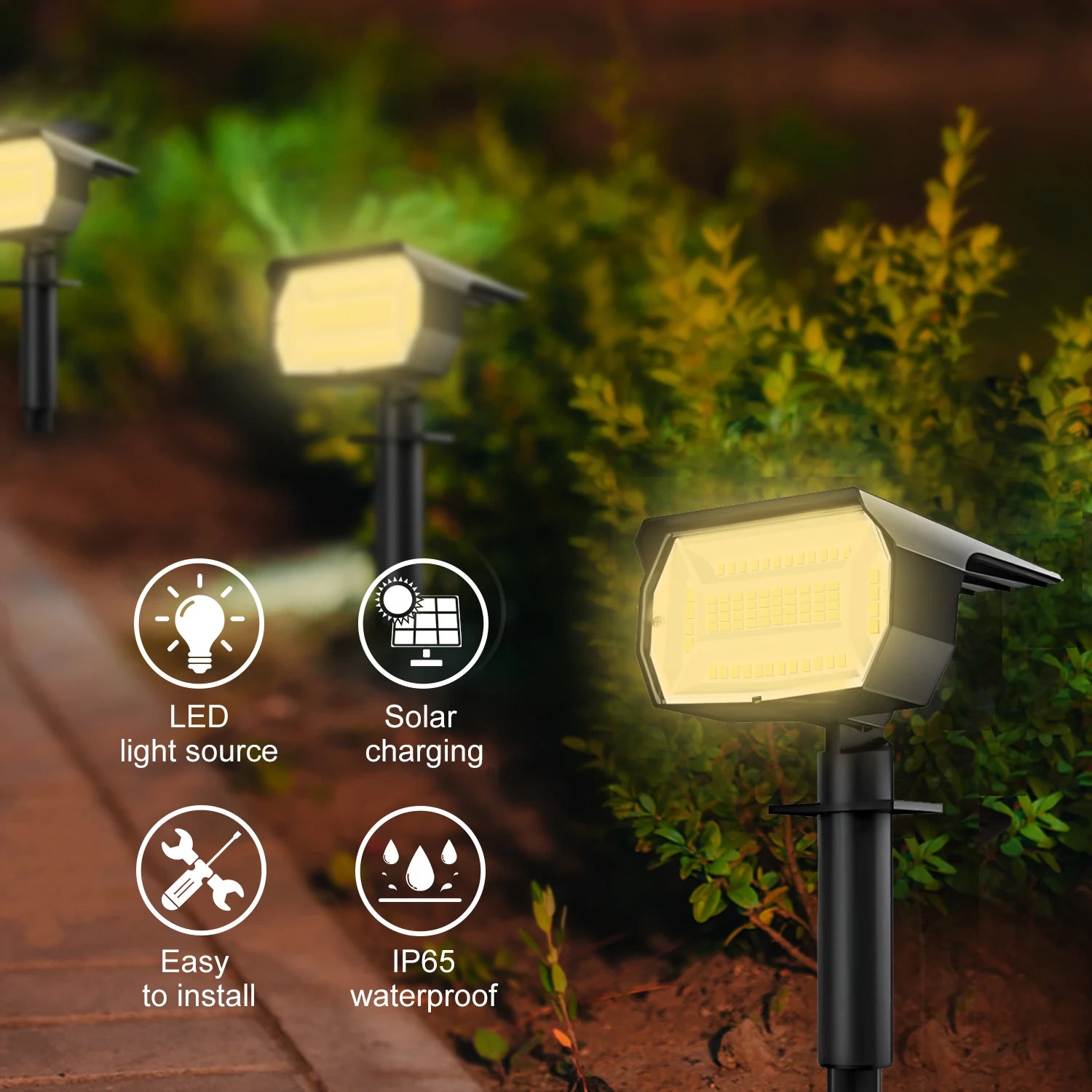 72 LED Solar Landscape Spotlights with IP65 Waterproof Design