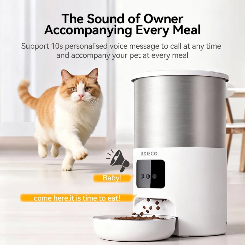 ROJECO 4.5L Smart Pet Feeder with Stainless Steel Design