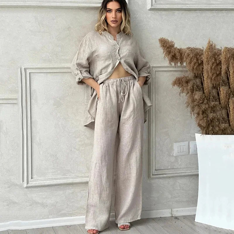 AOLSIN Women Long Sleeve Two Piece Set with Pockets