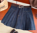 Vintage Black A-Line Skirt for Women in Imitation Denim