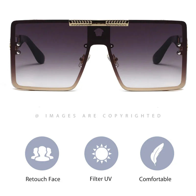 Oversized Fashion Sunglasses with Alloy Frames for Adults