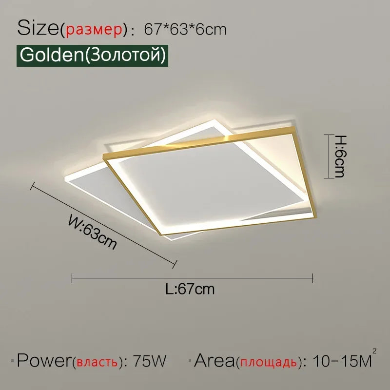 Modern Minimalist Square Ceiling Light in Black