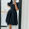 Luxury Polyester A-Line Dress with O Neck for Women