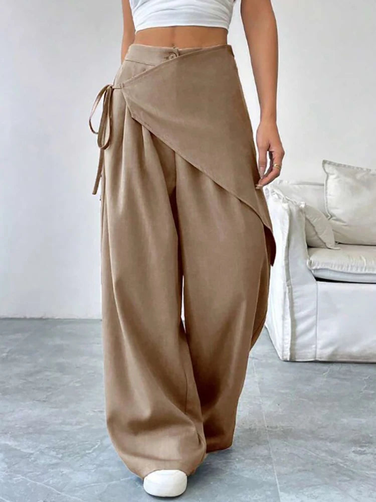 High Waist Loose Wide Leg Trousers for Women in Polyester