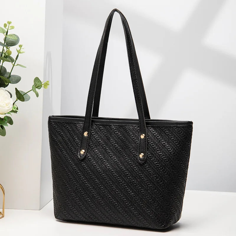 Embossed Floral Tote Bag for Women with Large Capacity