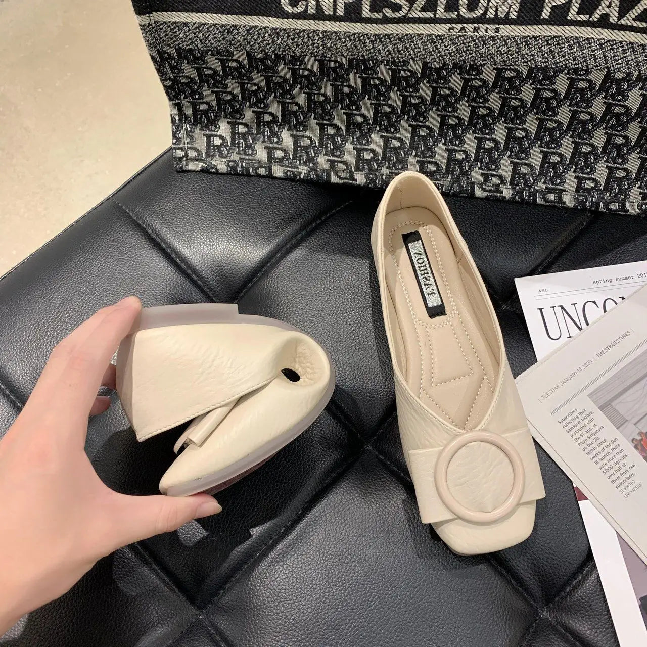 Chic White Flat Shoes for Women with Slip-On Design